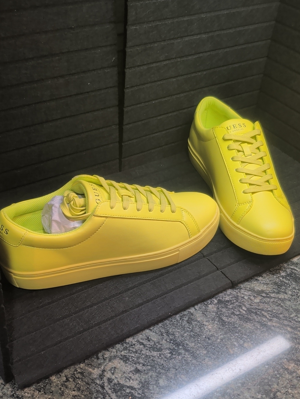 GUESS Men’s Bright Yellow Low-Top Sneakers